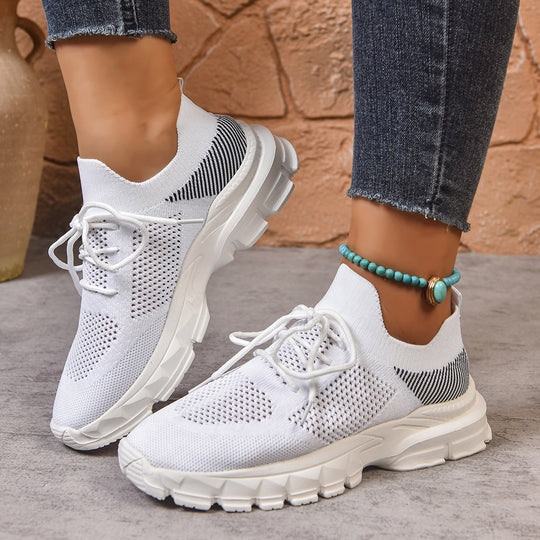 Damen trendige Slip-On Sneakers mit atmungsaktivem Strickdesign R&B