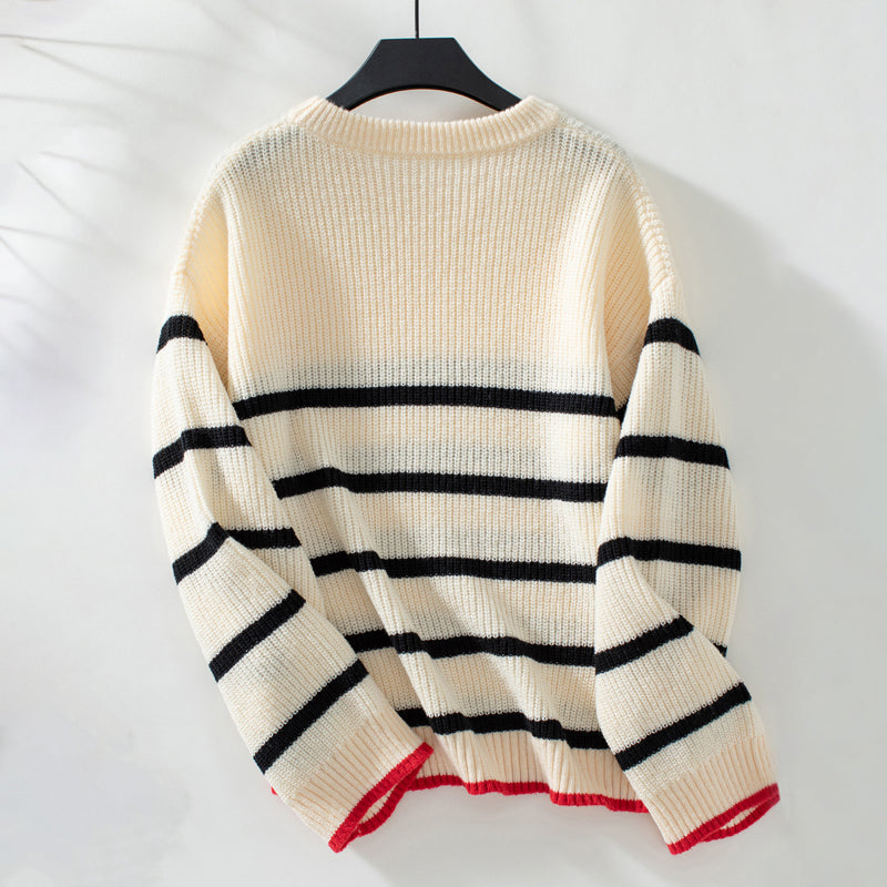 R&B | Gestreifter Strickpullover Mit Weichem Material