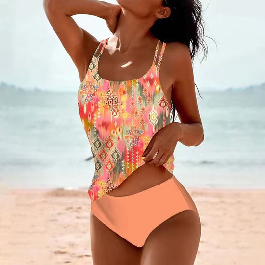 Damen Tankini mit floralem Muster und sportlichem Schnitt R&B