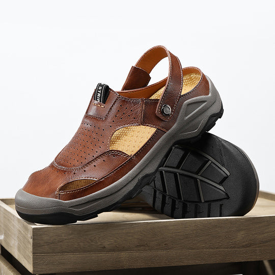Damen Sommerliche Leder-Sandalen mit atmungsaktivem Design R&B