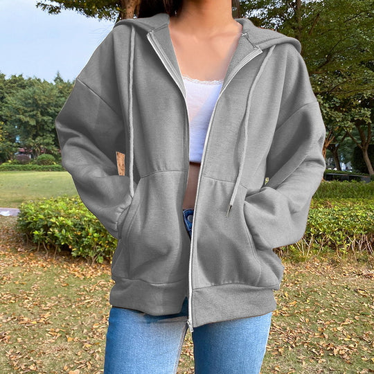 Damen Freizeit Übergroße Zip-Up Hoodie R&B