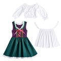 Damen nan dreiteiliges Trachtenkleid Dirndl Kostümset mit Schnürung, tailliertem Rock und abnehmbarer Carmenbluse R&B