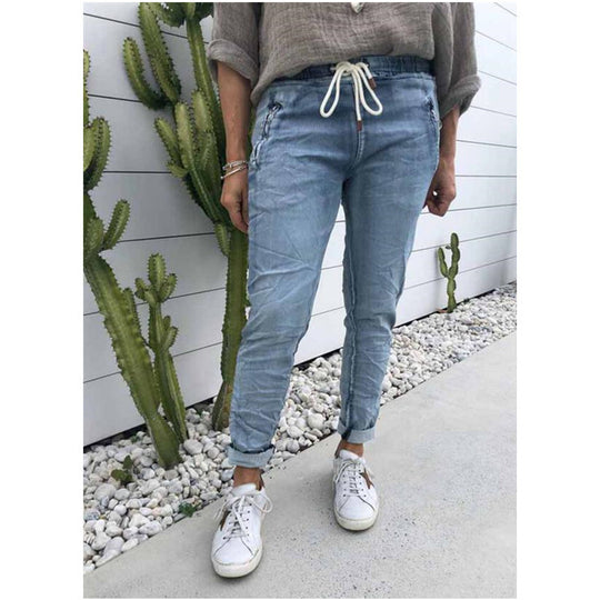 Damen lässige Jogginghose mit elastischem Bund und seitlichen Reißverschlüssen R&B