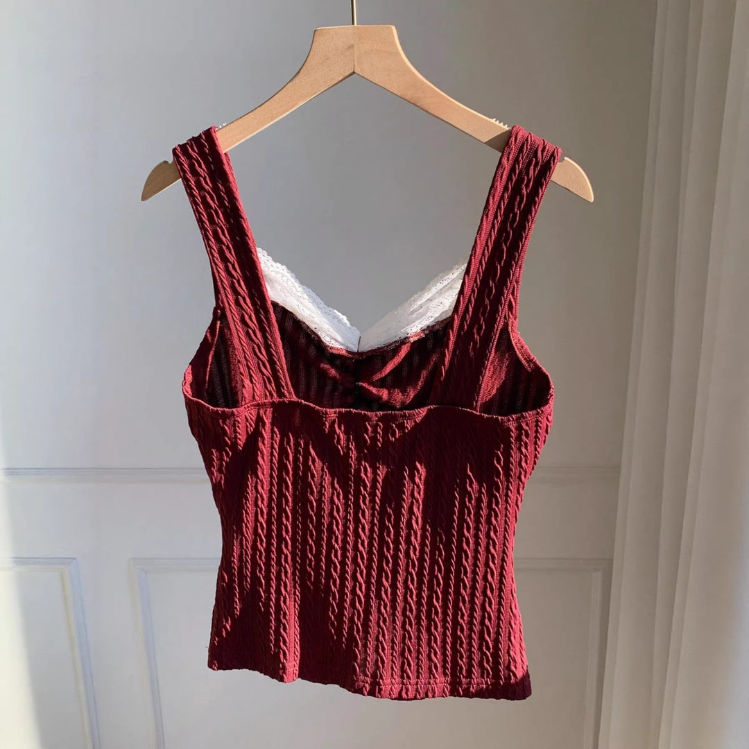 Damen Spitzen-Detail Top R&B