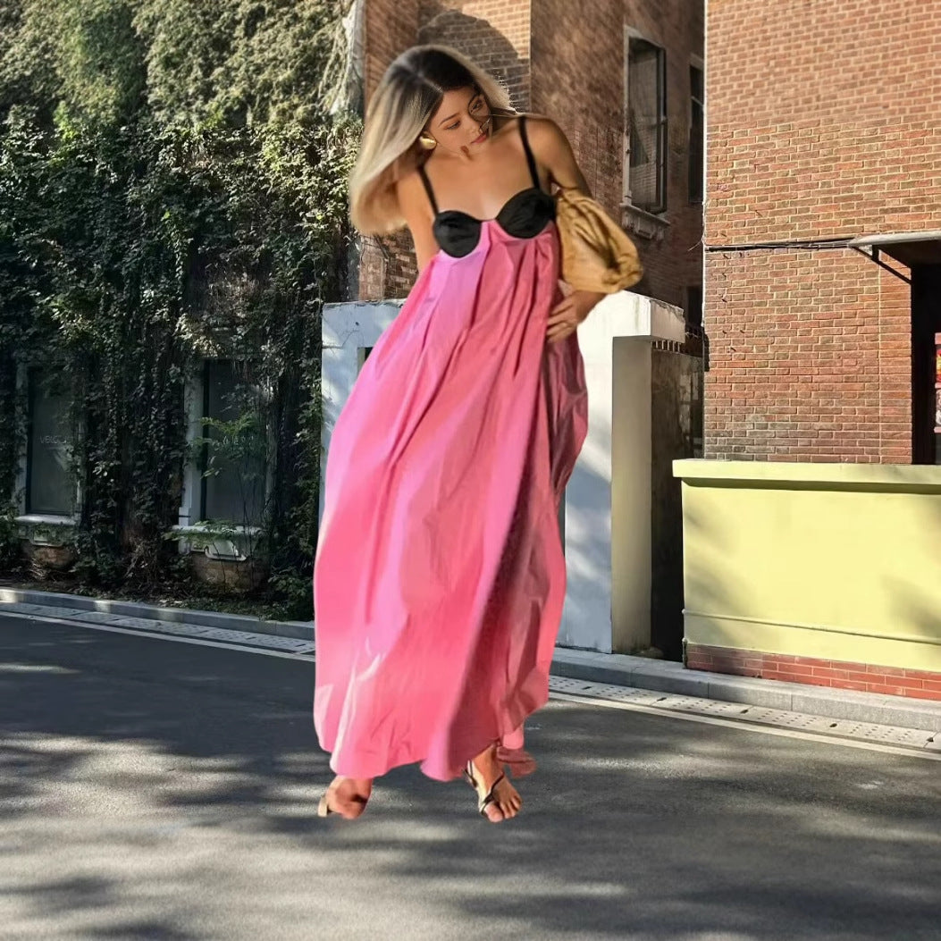 Damen Maxikleid mit geformtem Oberteil und schwingendem Rock R&B