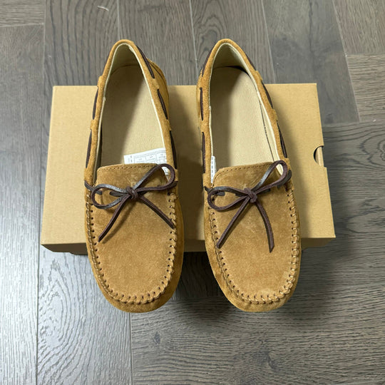 Damen Mokassin-Schuhe aus hochwertigem Wildleder mit eleganter Schnürung R&B