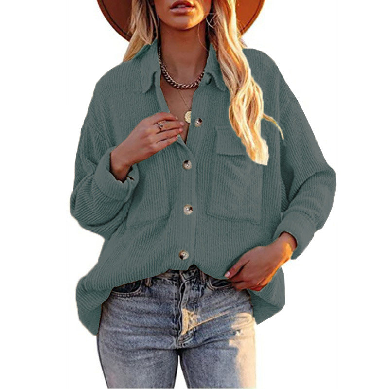 Damen Lässige Strickjacke mit Knopfleiste und Taschen R&B