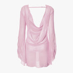 Damen Elegantes Chiffon-Oberteil mit tiefem Rückenausschnitt EB