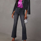 Damen Flared Jeans mit hochgeschnittenem Bund und moderner Waschung R&B