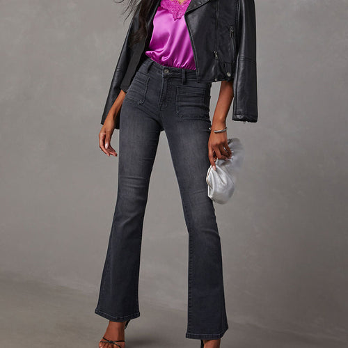 Damen Flared Jeans mit hochgeschnittenem Bund und moderner Waschung R&B