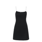 Damen lässiges Spaghetti-Träger Minikleid mit süßem Schleifendetail EB