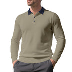Herren Langarm Poloshirt mit raffiniertem Kragen und modischen Akzenten R&B