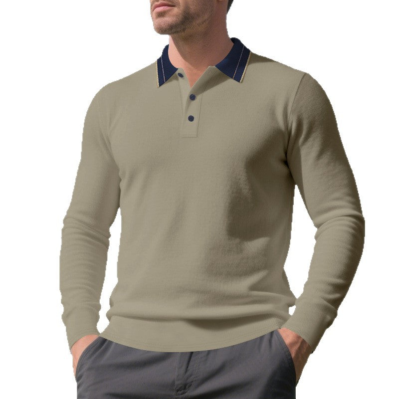 Herren Langarm Poloshirt mit raffiniertem Kragen und modischen Akzenten R&B