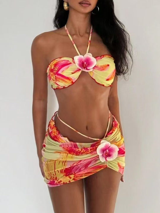 Damen Bandeau-Bikini mit verziertem Rock R&B
