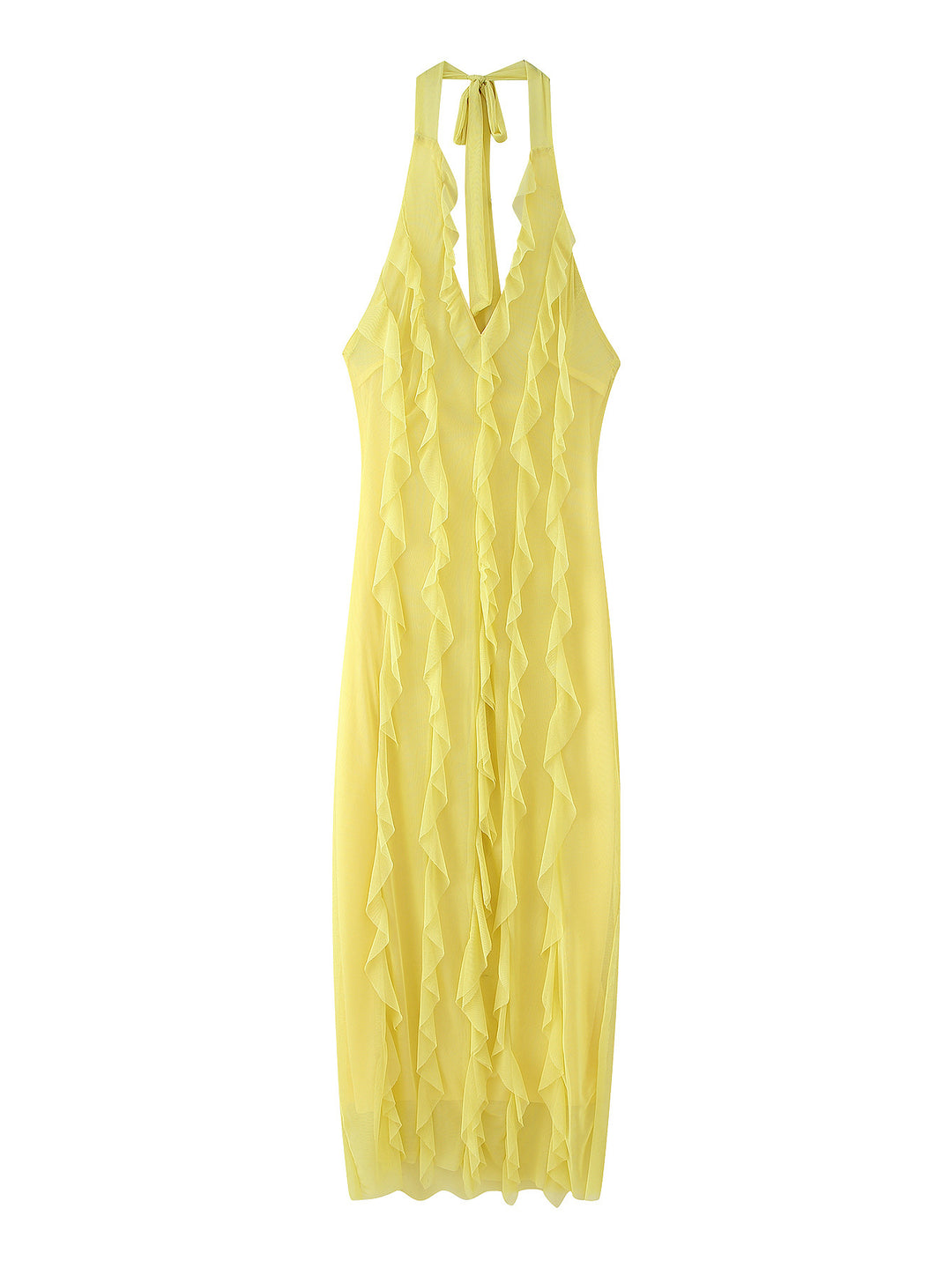 Damen Maxikleid mit voluminösem Rüschendesign R&B