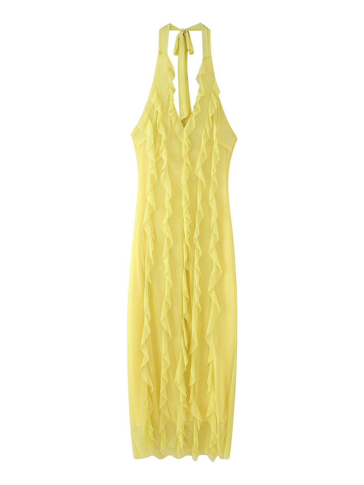 Damen Maxikleid mit voluminösem Rüschendesign R&B