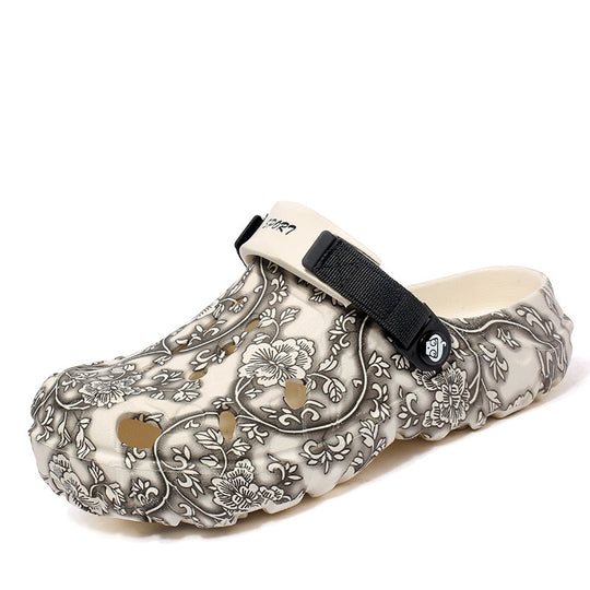 Damen Komfortable Clogs mit verstellbarem Riemen und floralem Design R&B