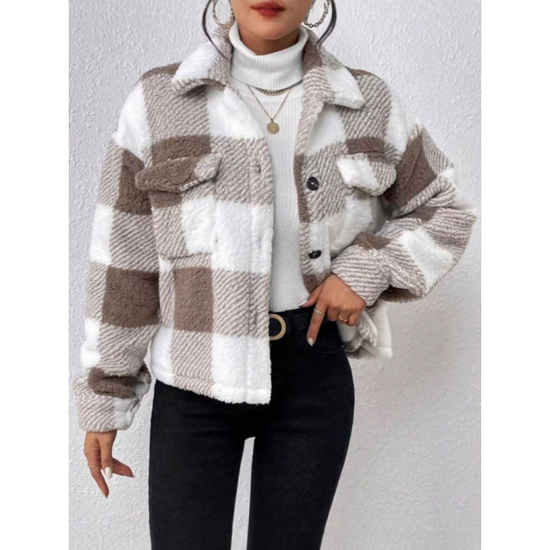 Damen Fleecejacke mit Karomuster R&B