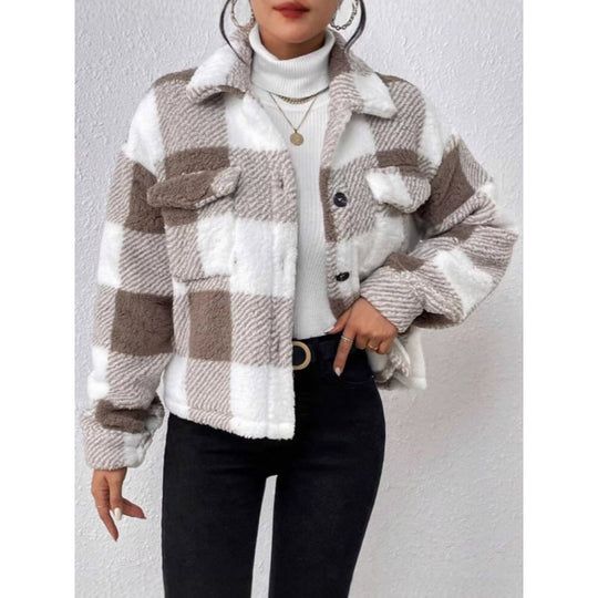 Damen Fleecejacke mit Karomuster R&B