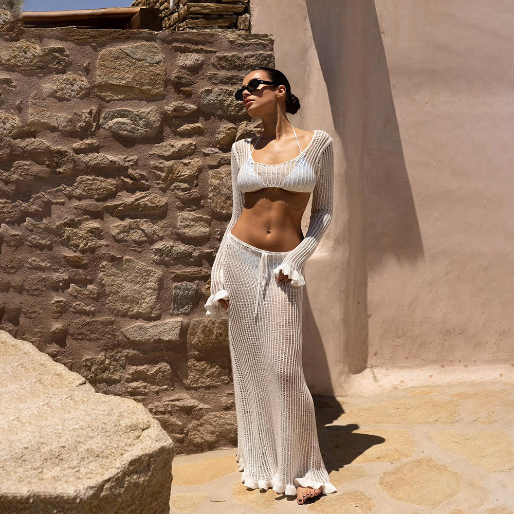 Damen elegantes und durchscheinendes Strandset R&B