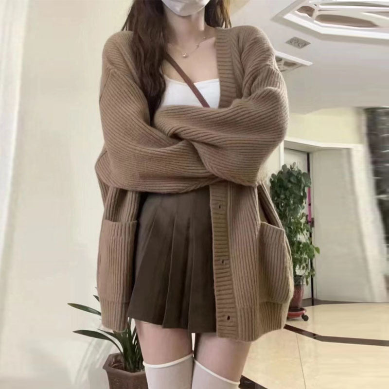 Damen Grobstrickcardigan mit großen Taschen und lässigem Schnitt R&B