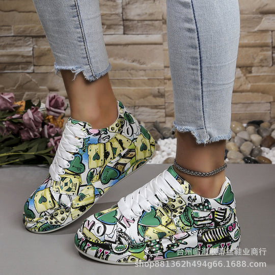 Damen modische High-Top Sneakers mit buntem Grafikdesign R&B