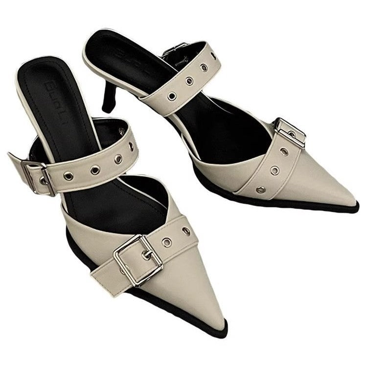 Damen elegante Slingback Pumps mit modischem Schnallen-Design R&B
