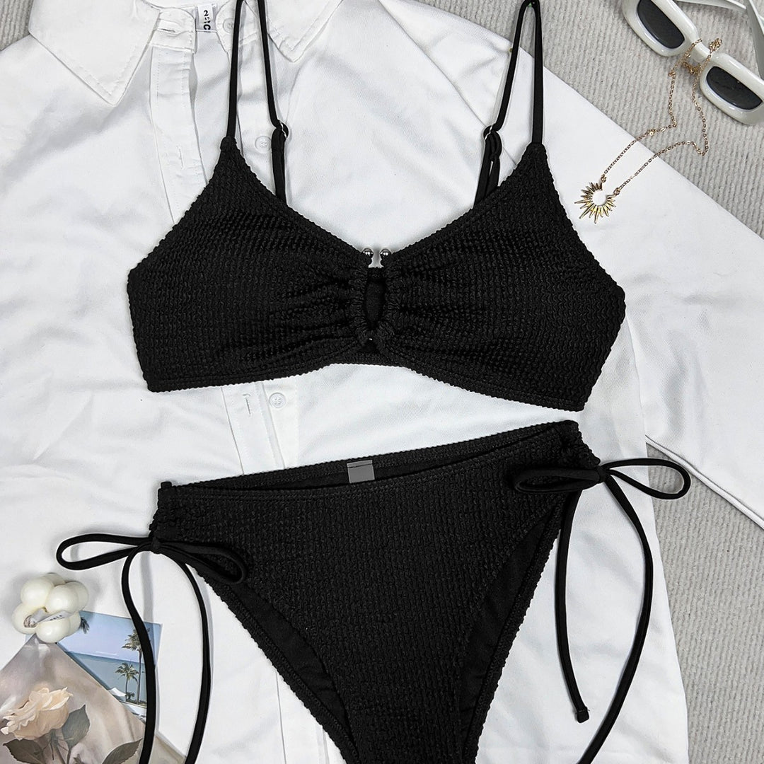 Damen Bikini mit Raffungen und Detailknopf R&B