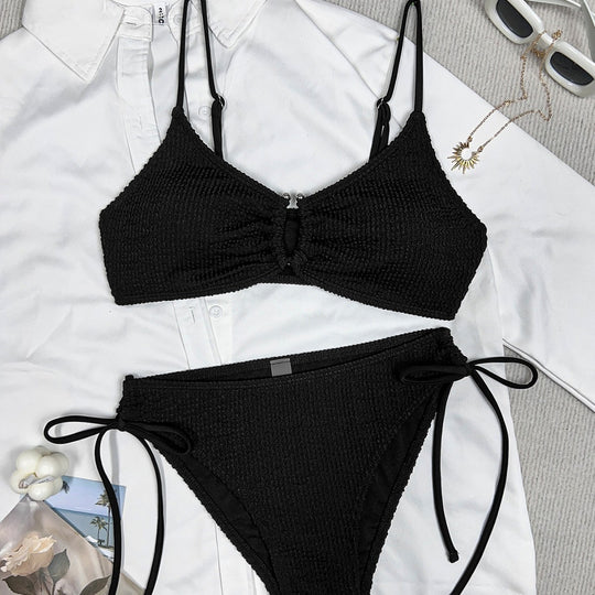 Damen Bikini mit Raffungen und Detailknopf R&B