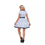 Damen nan kurzes traditionelles Dirndl mit Schnürung Spitzenbesatz Puffärmel und Schürze R&B