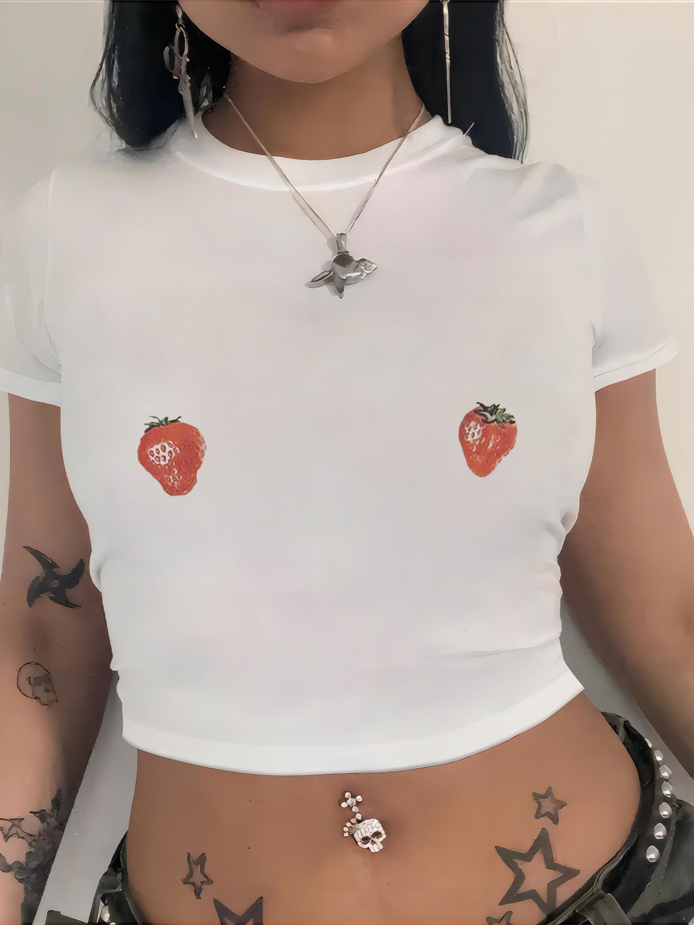 Damen Crop-T-Shirt mit auffälligem Statement-Print R&B 1777452337