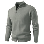 Herren Strickjacke mit hohem Kragen und innovativem Reißverschluss R&B