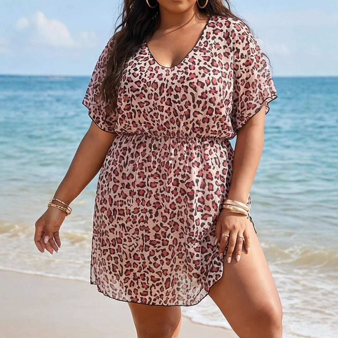 Damen luftiger Strandüberwurf mit floralem Tierdruck R&B