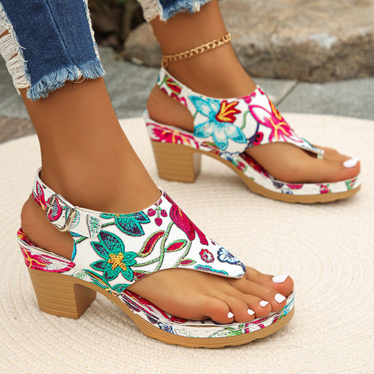 Damen Blumengestaltete Wedge-Sandaletten R&B