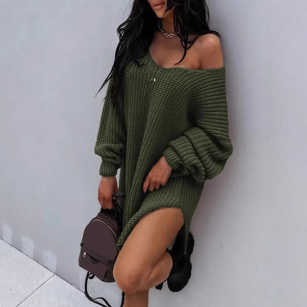 Damen Oversize Strickpullover mit offener Schulter R&B