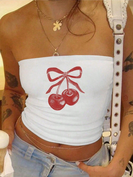 Damen Bandeau-Top mit auffälligem Statement-Aufdruck R&B
