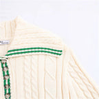 Damen Strickpullover mit hohem Kragen und Knopfleiste R&B
