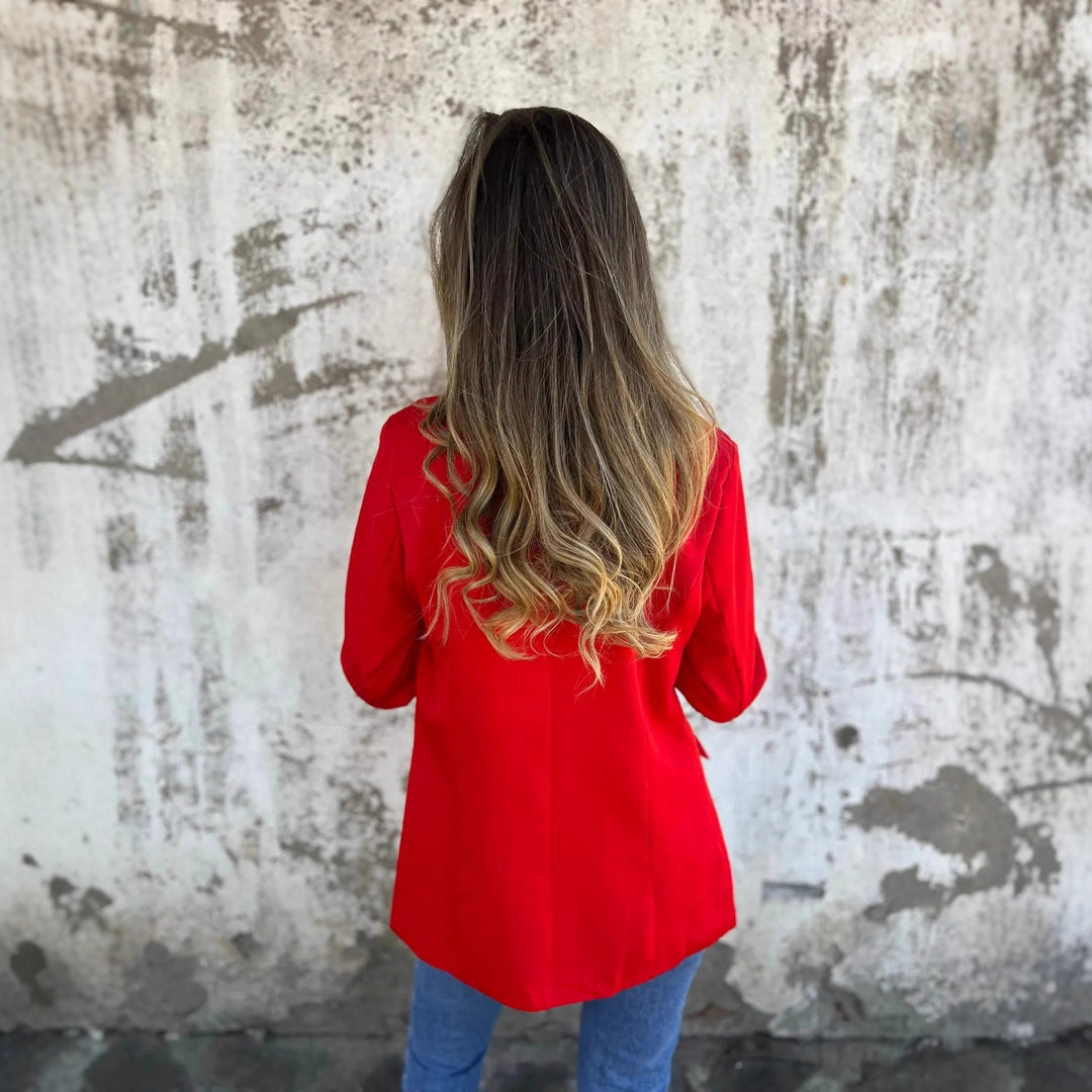 Damen Eleganter Blazer mit animalischem Muster an den Ärmeln R&B