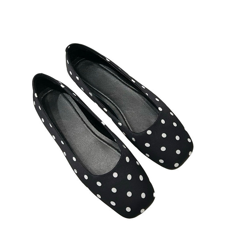 Damen elegante Ballerinas mit schickem Quadratfuß und glänzender Oberfläche R&B