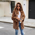 Damen Furry Parka mit Kapuze und elegantem Schnitt R&B