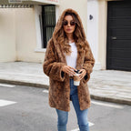 Damen Furry Parka mit Kapuze und elegantem Schnitt R&B
