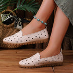 Damen Bequeme Slip-On Ballerinas mit floralem Cut-Out-Design R&B