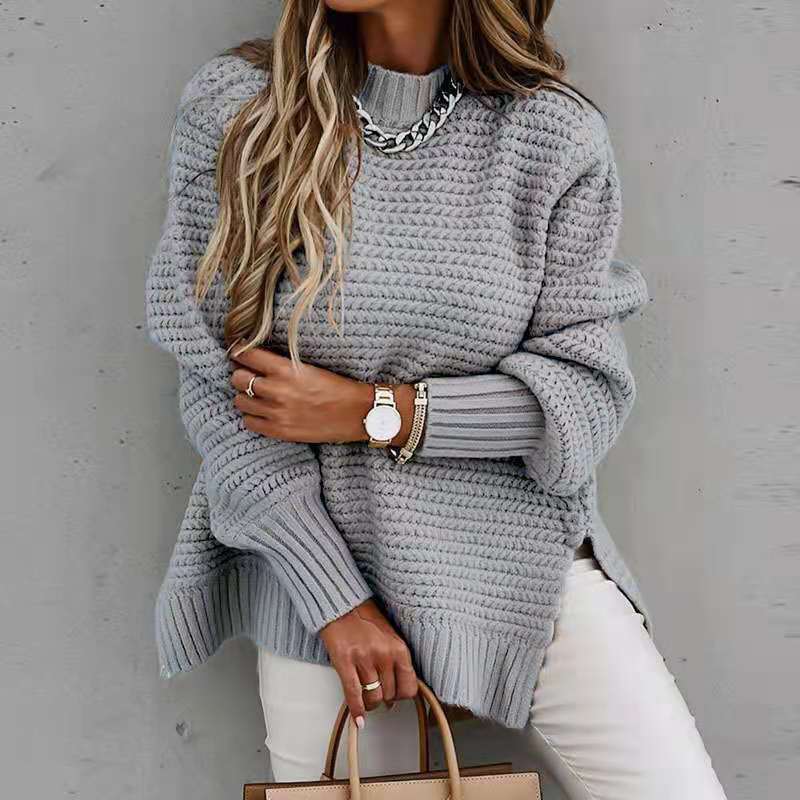 Damen Strickpullover mit strukturiertem Muster und weitem Schnitt R&B