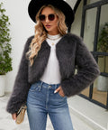 Damen Kunstfelljacke mit voluminösen Ärmeln und elegantem Schnitt R&B