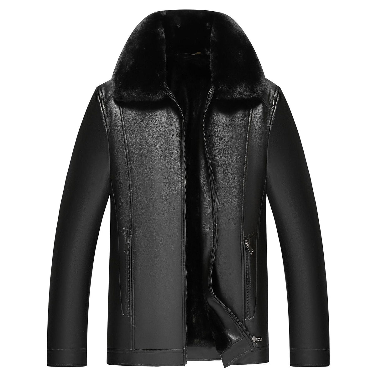 Herren warme Lammlederjacke mit gefüttertem Kragen R&B