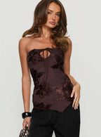 Damen Elegantes Bustier-Top mit floralen Applikationen R&B