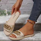 Damen Glamouröse Flipp-Flops mit hochwertiger Kettenverzierung R&B