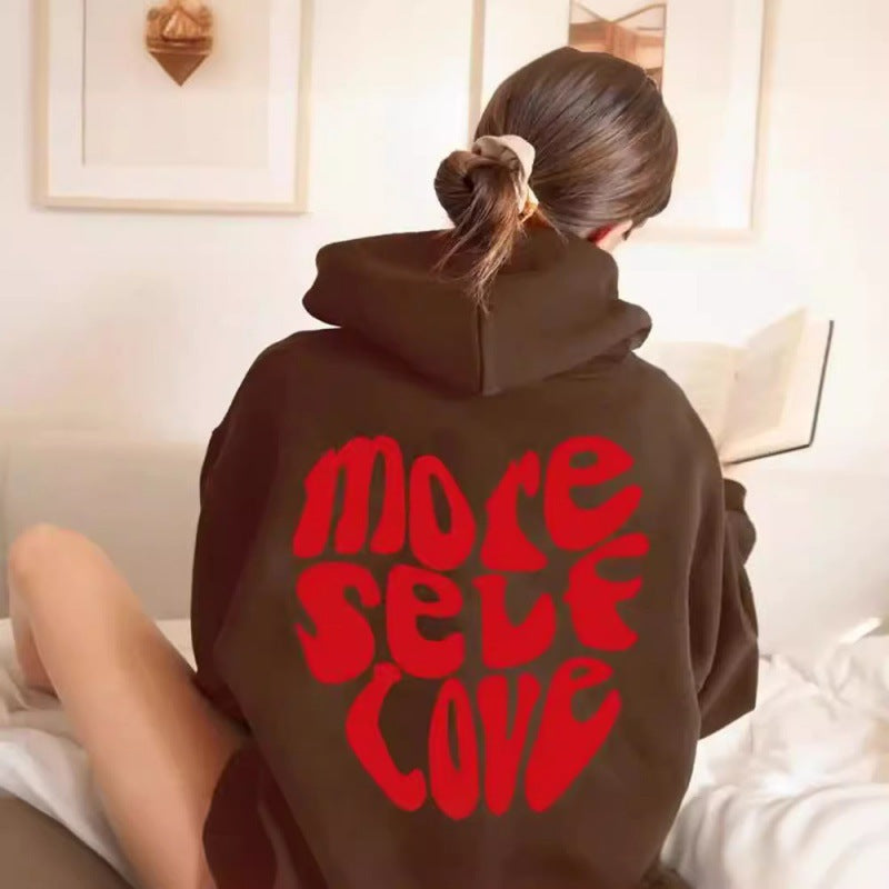 Damen oversized Kapuzenpullover mit kreativem Herzmotiv