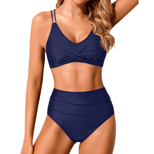 Damen Hochtailliertes Bikini-Set mit gerafftem Oberteil R&B