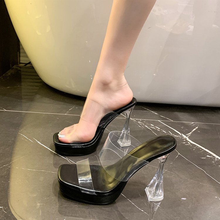 Damen elegante transparente High Heel Sandalen R&B